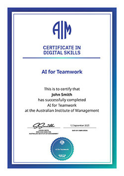 AIM Digital Certificate - AI for Teamwork